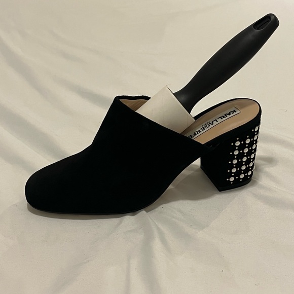 KARL LAGERFELD BLACK SUEDE MULES - GREAT CONDITION - Picture 6 of 9